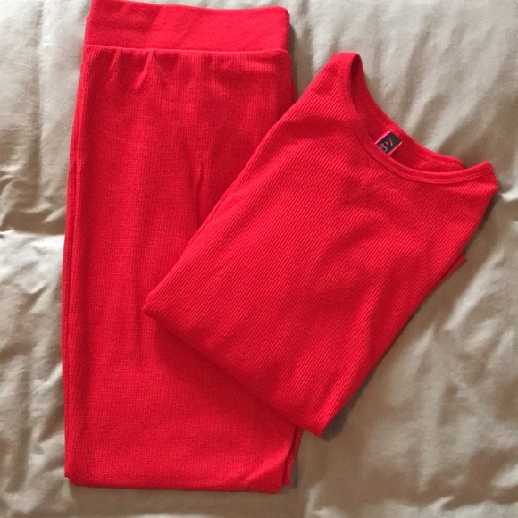 La SENZA Other - La Senza Cherry Red Waffle Knit Thermal Pajama Set, Size XL